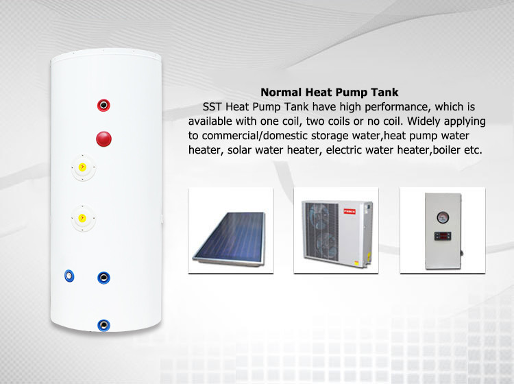 SST Wholesale 500L air source heat pump hot water tank stainless steel dhw duplex tank buffer tank for heat pump manufacture