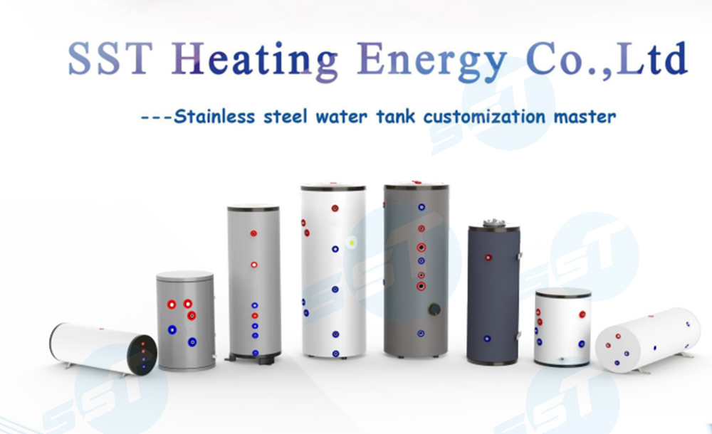 Heat Pump air source hot water storage tank 2 coils accept custom capacity hot water tank buffer 500l factory