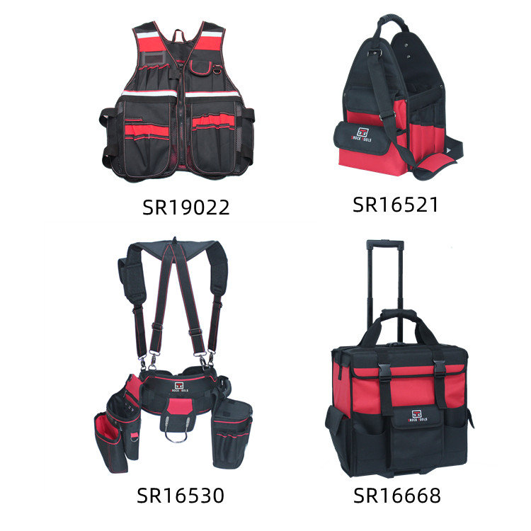 600D Polyester Carpenter's Rig Apron Padded Tool Belt Bag With Drill Holder Pouch details