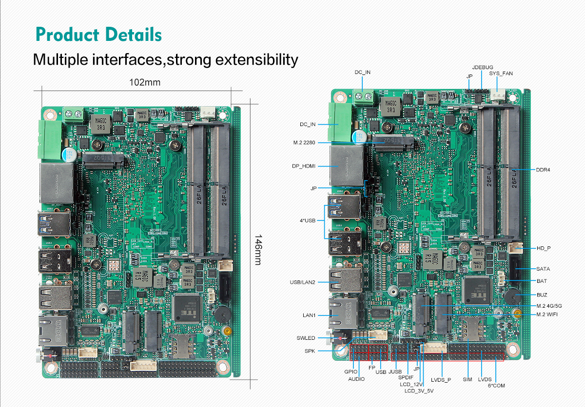 Onboard Intel Elkhart Lake J6412 CPU 32gb ram 512gb SSD X86 3.5 inch Embedded Industrial Motherboard EL643AW