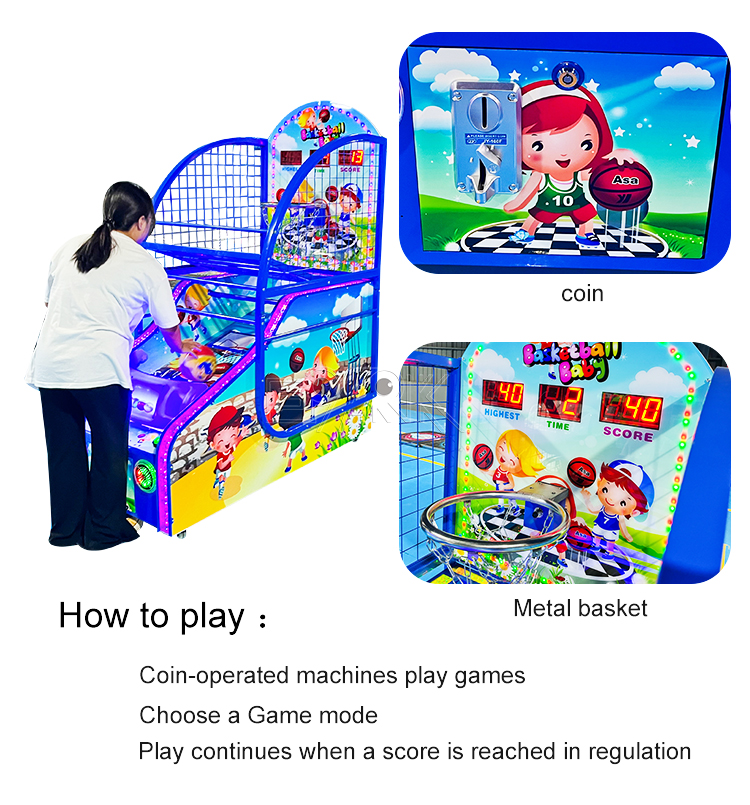 Indoor Sports Coin Operated Arcade Shooting Hoops Mini Basketball Hoop Kids Basketball Machine manufacture