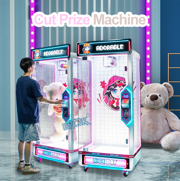Coin Operated Arcade Pink Date Cut The Rope Game Machine Standing Indoor Push Prize Toy Crane Claw Machine supplier