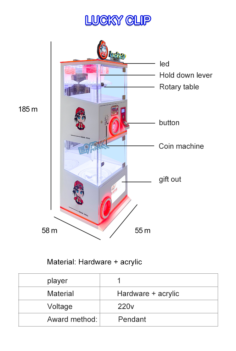 Claw Machine Toy For Children Lucky Clip Game Coin Operated Arcade Machines details