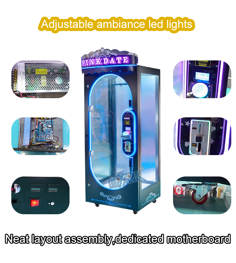 Coin Operated Pink Date Cut 2 Win Automatic Cut The Rope Prize Big Stuffed Toys Scissors Game Machine details