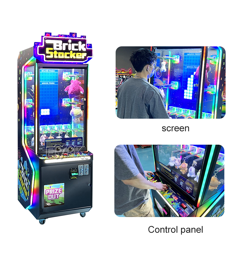 Coin And Operated Brick Stacker Arcade Prize Vending Game Machine For Sale manufacture