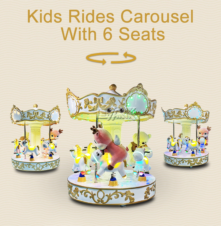 China Manufacturer 6 Seats Carousel Fairground Attractions Theme Park Ride Kids Mini Electric Merry Go supplier