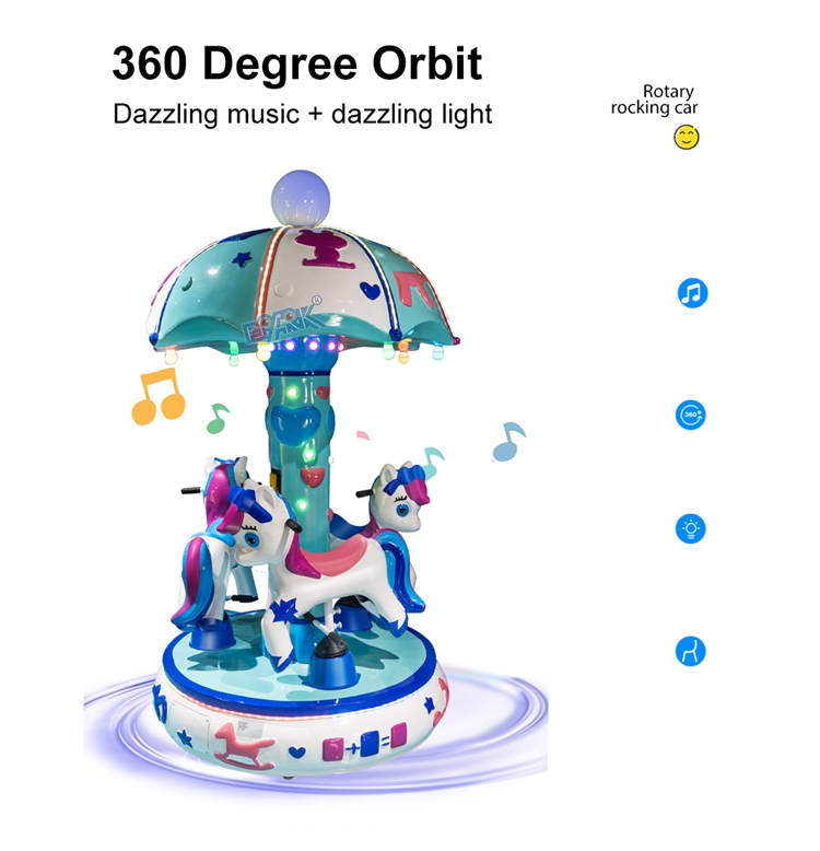 Factory Price Coin Operated Mini Electric Carousel For Amusement Park sale 3 Seats Small Carousel manufacture