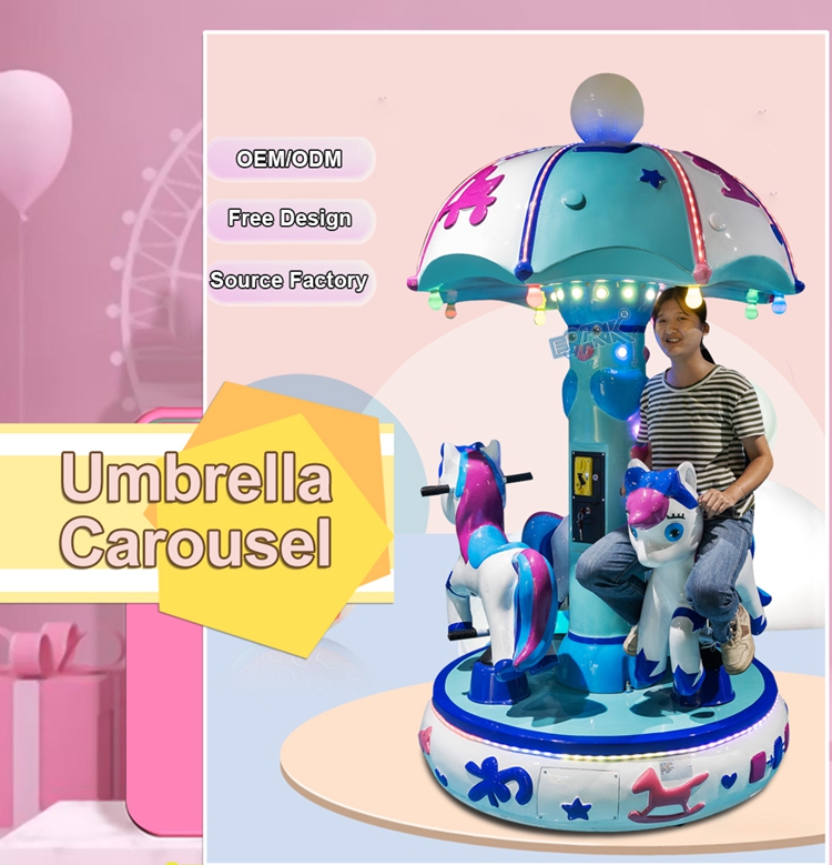 Factory Price Coin Operated Mini Electric Carousel For Amusement Park sale 3 Seats Small Carousel supplier