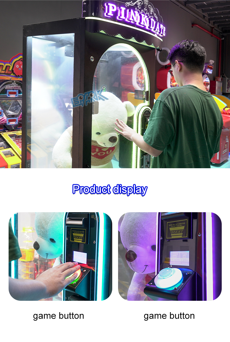 Coin Operated Pink Date Cut 2 Win Automatic Cut The Rope Prize Big Stuffed Toys Scissors Game Machine manufacture