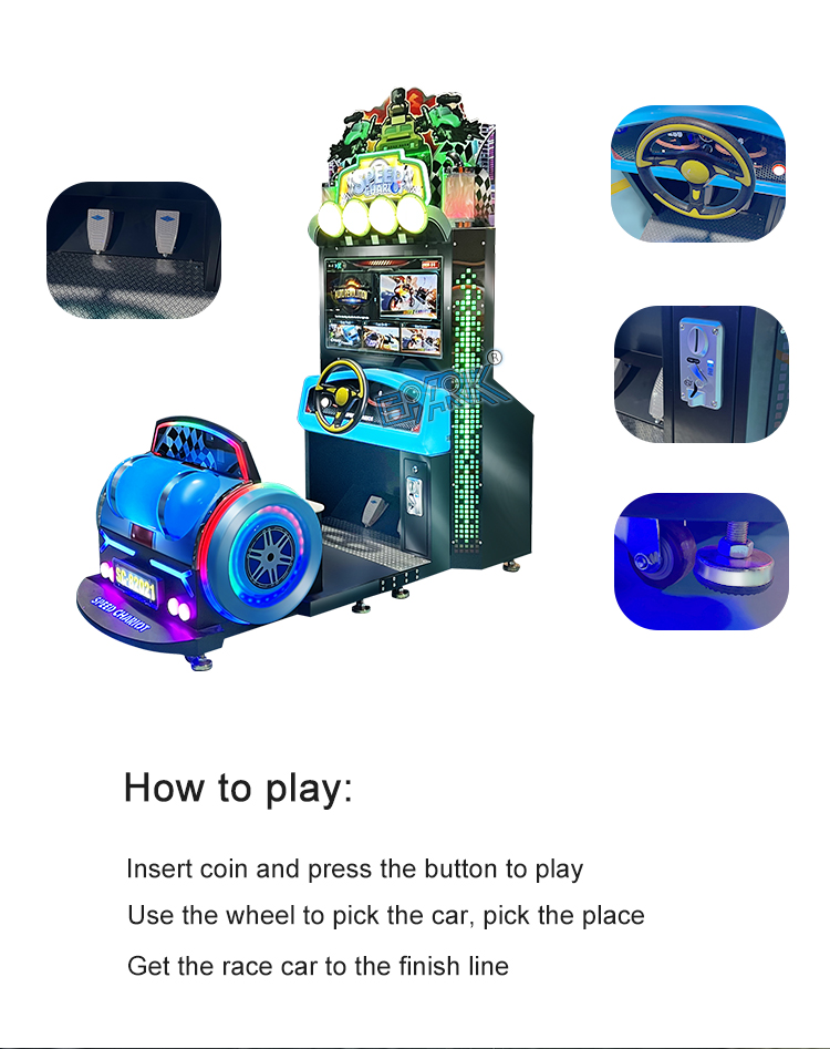 26 Inch Video 3d Coin Operated Speed Racing Car Game Steering Wheel Car Game Machine factory
