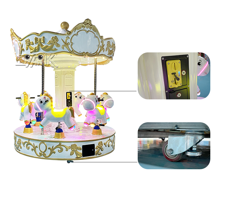 China Manufacturer 6 Seats Carousel Fairground Attractions Theme Park Ride Kids Mini Electric Merry Go factory