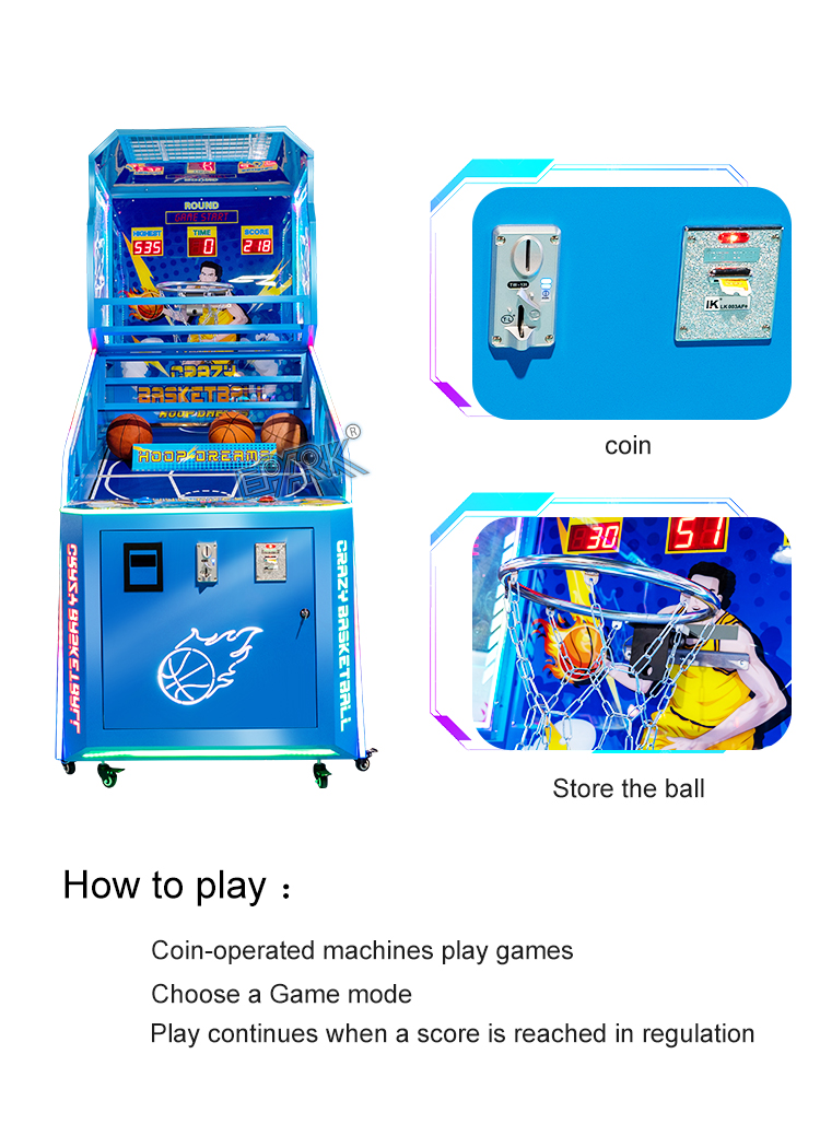Coin Operated Arcade Crazy Basketball Game Machine Indoor Basketball Shoot Machine manufacture