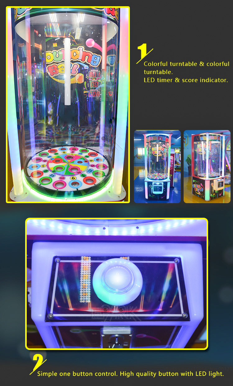 Coin Operated Bouncing Ball Redemption Arcade Lottery Game Machine factory