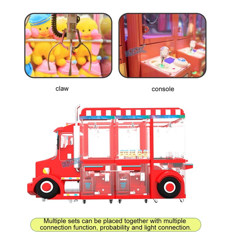 Coin-Operated 6 Players 8-10 Cm Stuffed Animal Toys Doll Gift Christmas Truck Crane Claw Game Vending Machine factory