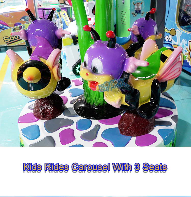 Hot Sale Coin Operated 3 Players Kids Carousel Ride For Amusement Park manufacture