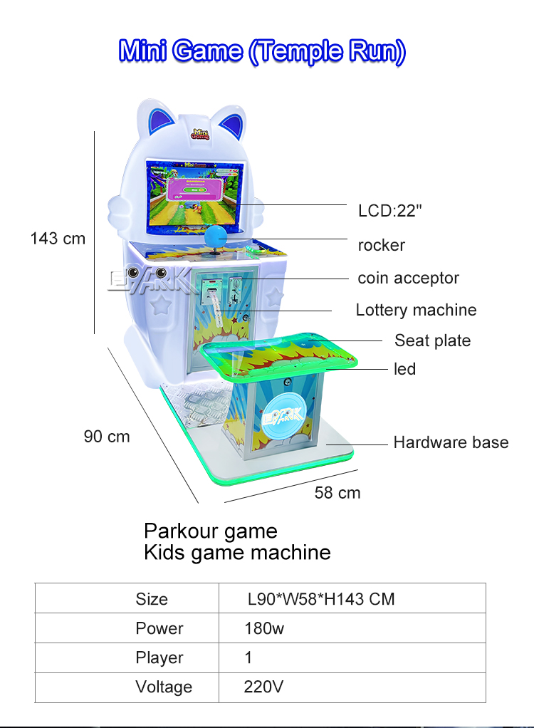 Indoor Mini Game Temple Run Arcade Games Coin Operated Subway Parkour Kids arcade Game Machines manufacture