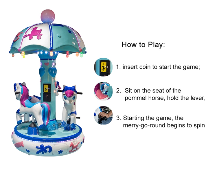 Factory Price Coin Operated Mini Electric Carousel For Amusement Park sale 3 Seats Small Carousel supplier
