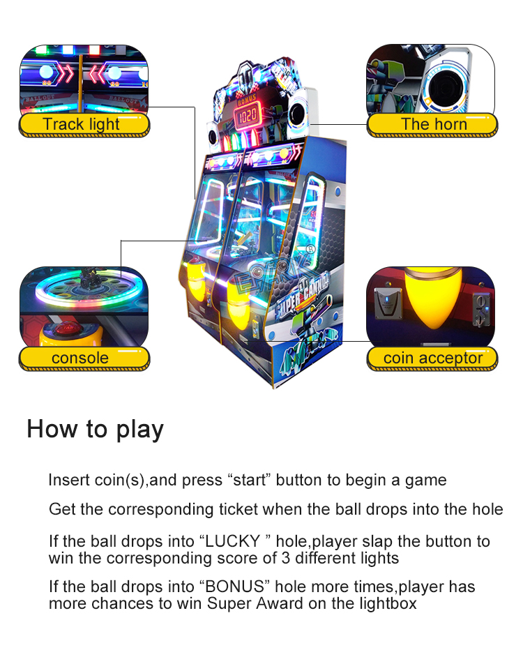 Coin Operated Arcade Ticket Redemption Game Machine Super Arcade Games manufacture