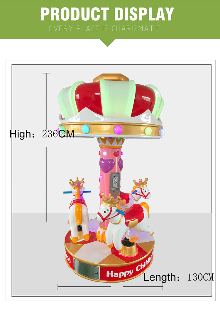 Coin Operated 3person Carousel Rides Amusement Park Kids Ride On Mini Carousel manufacture