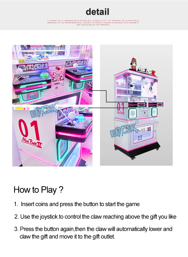 Coin Operated Game Machine Arcade Mini Baby 2 People Claw Machine Toy Grabber Vending Machine manufacture