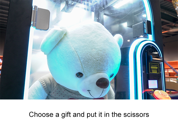 Coin Operated Pink Date Cut 2 Win Automatic Cut The Rope Prize Big Stuffed Toys Scissors Game Machine manufacture