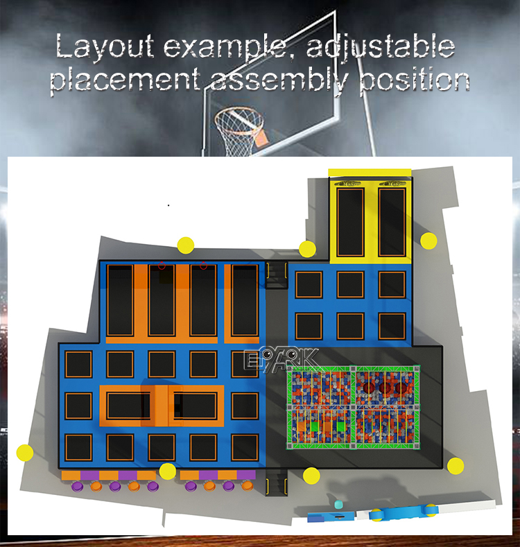 Large Indoor Trampoline Place With Rope Course supplier