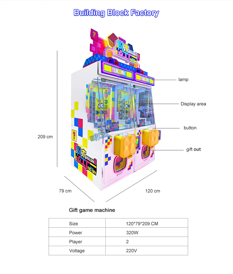 Design Advanced Technology Prize Machine Arcade Building Blocks Pusher Machine factory