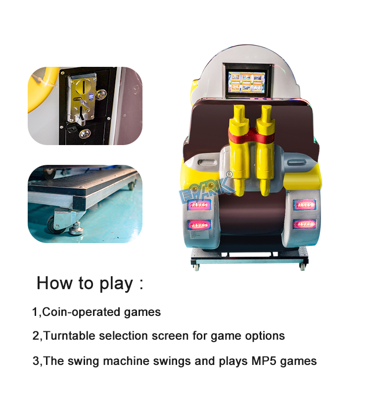 MP5 Screen Indoor Coin Operated Kiddie Ride Amusement Swing Children's Rocking Car manufacture