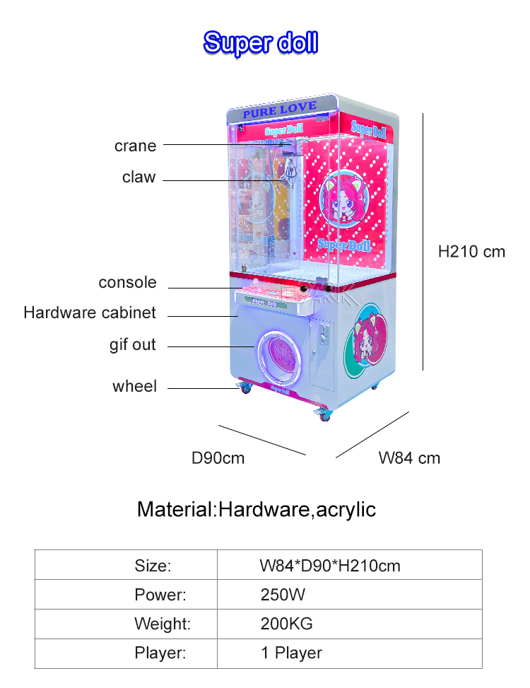 Factory Wholesale Coin Operated Candy Arcade Crane Toy Claw Machine manufacture