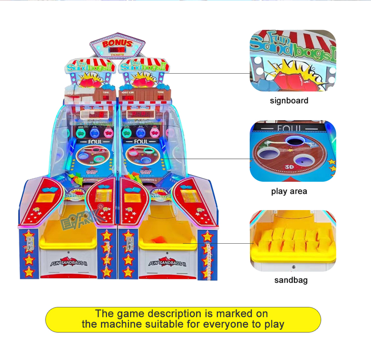 Coin Operated Arcade Indoor Sport Ticket Throw Sandbags Lottery Redemption Game Machines details