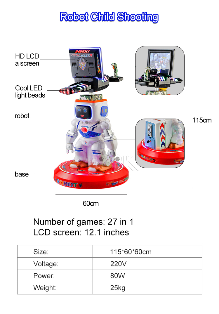 Amusement Park New Coin Operated Arcade Game AR Robot Kids Shooting Gun Game Machine manufacture