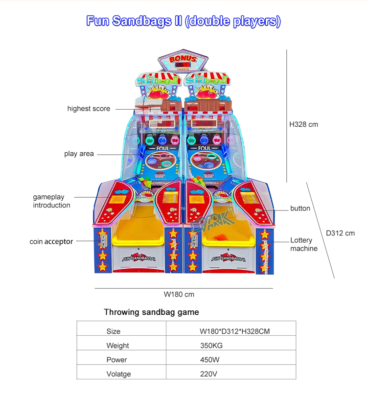 Coin Operated Arcade Indoor Sport Ticket Throw Sandbags Lottery Redemption Game Machines factory