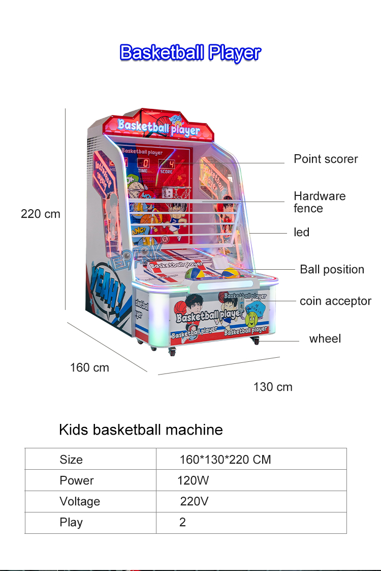 Coin Operated Game Machine Kids Basketball Shooting Machine Street Basketball Shooting Game Machine manufacture