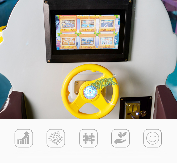 MP5 Screen Indoor Coin Operated Kiddie Ride Amusement Swing Children's Rocking Car supplier