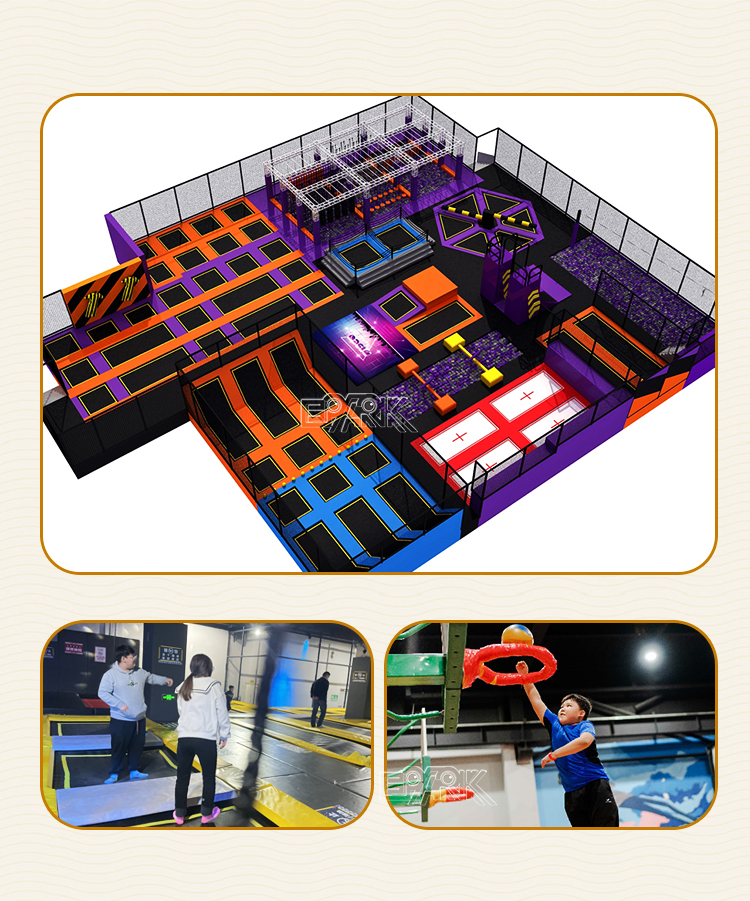 Big Trampolines Park Ninja Warrior Course Foam Pit Trampoline Indoor Playground Indoor Trampoline for Kids factory