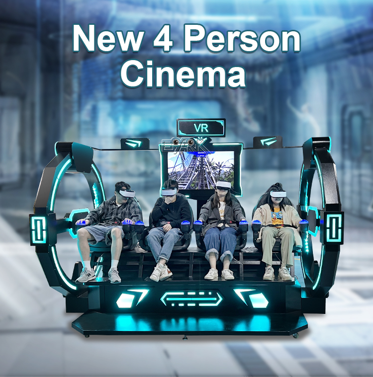 Realistic Virtual Reality 4 Players Black 9D VR Cinema Simulator factory