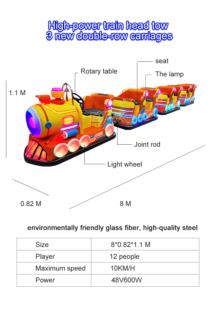 High-Power Train Head Tow 3 New Double-Row Carriages Electric Train Rides supplier