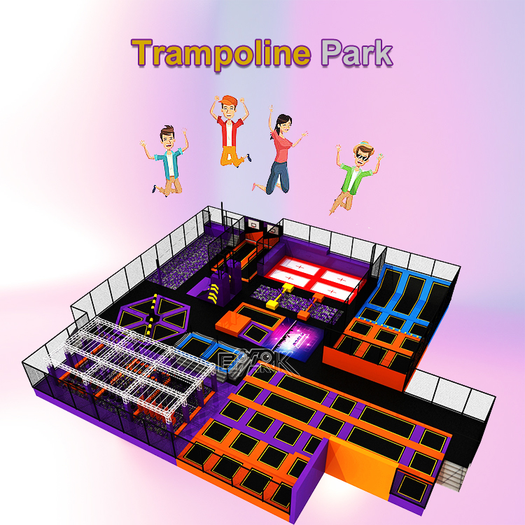 Big Trampolines Park Ninja Warrior Course Foam Pit Trampoline Indoor Playground Indoor Trampoline for Kids manufacture