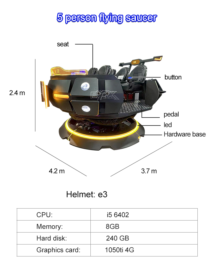 360 VR Simulator 360 Degree Rotating Chair VR Machine 9D Virtual Reality Simulator 5 Seats VR Magic UFO manufacture