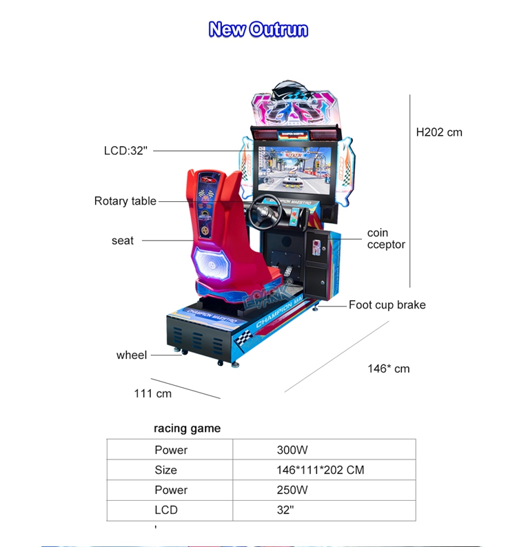 Wholesale 32 Inch Outrun Coin Operated Car Race Arcade Games Machine Indoor Motion Sim Speed Racing Car Simulator supplier