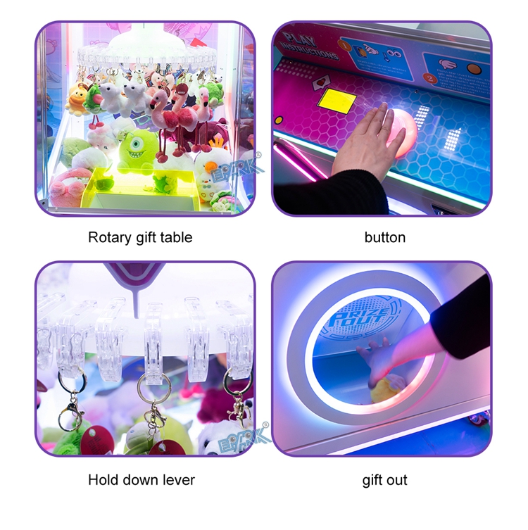 Coin Operated Gift Games Machine Lucky Wheel Clip Sticker Card Skill Claw Machine supplier