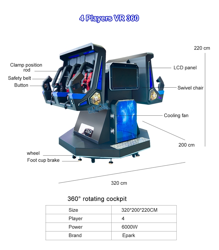 New VR 720 Degree Rotation Four Players Equipment Simulator 9D Machine Games Amusement Rides For Sale factory