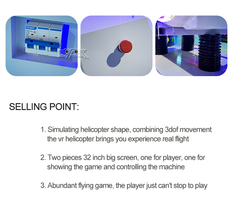 Amusement VR Helicopter Ride Single Player VR Flight Plane Simulator 9D VR Experience Game Machine details