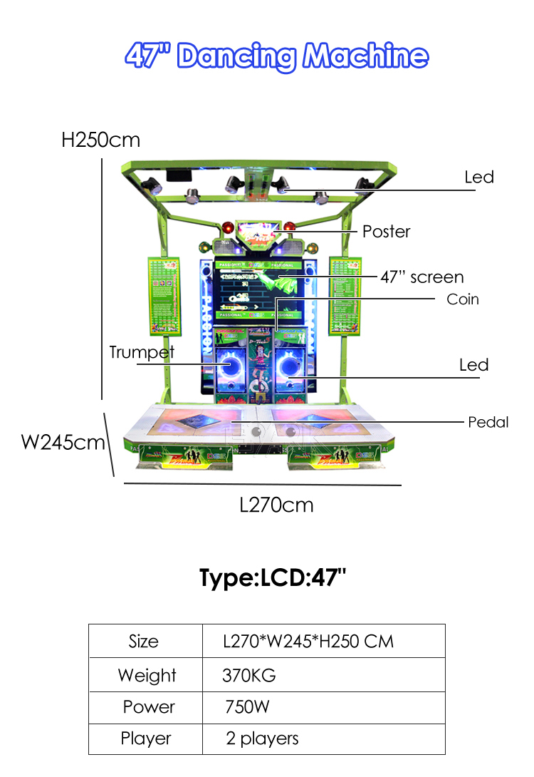 2 Players Coin Operated Indoor Arcade Video Game Dance Dance Revolution Machine For Sale details