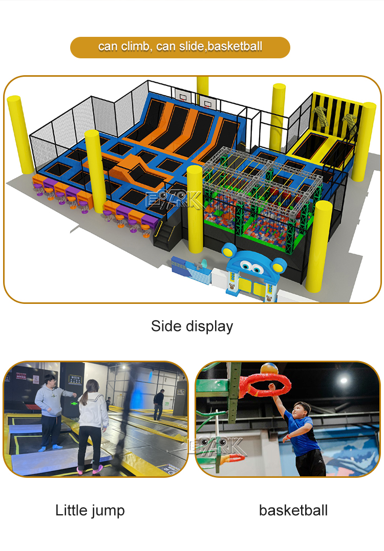 Large Indoor Trampoline Place With Rope Course details