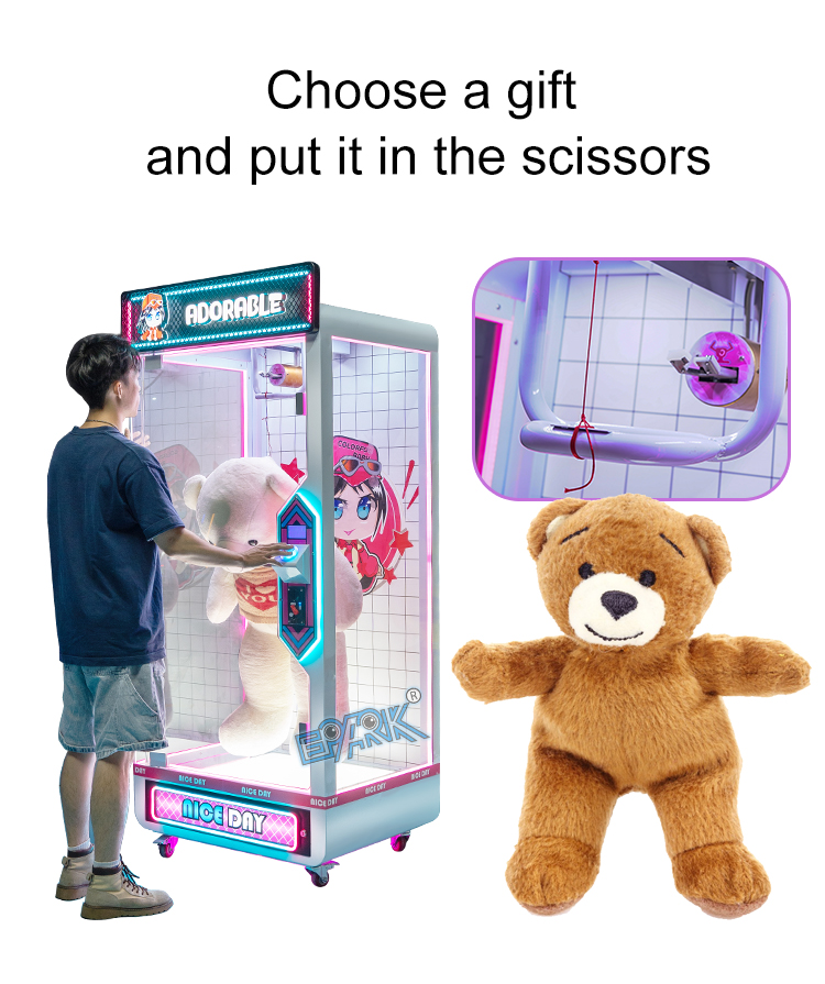Coin Operated Arcade Pink Date Cut The Rope Game Machine Standing Indoor Push Prize Toy Crane Claw Machine manufacture