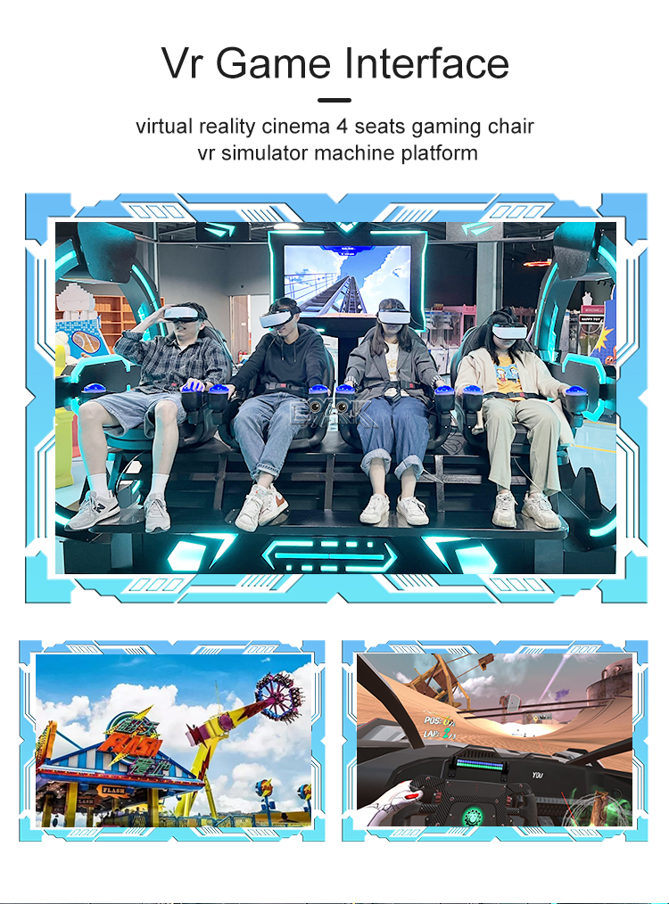 Realistic Virtual Reality 4 Players Black 9D VR Cinema Simulator manufacture