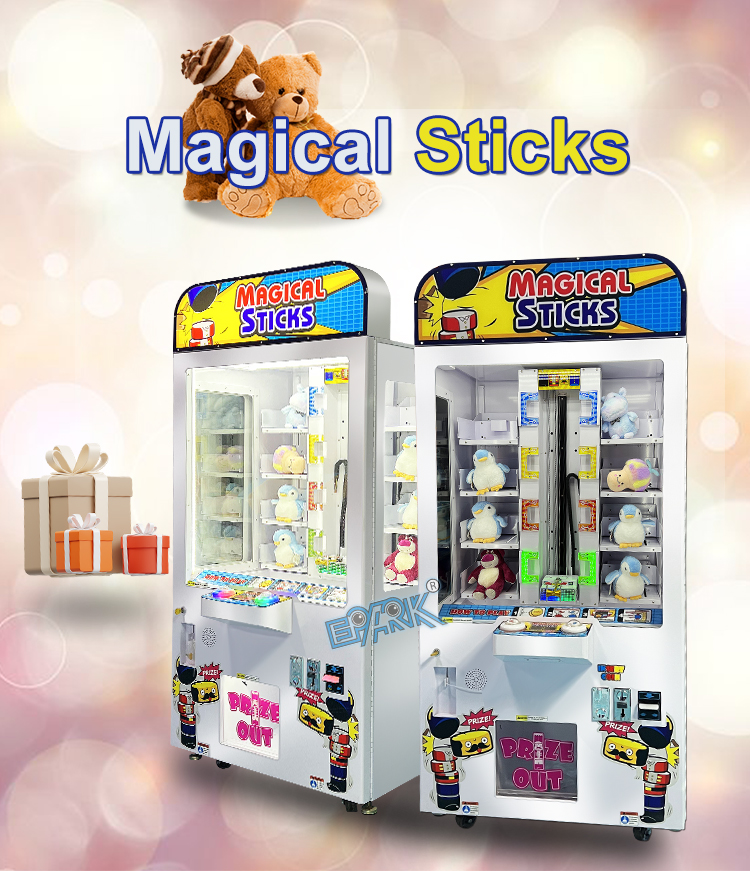 Toy Vending Machine Coin Operated Game Magical Sticks Plush Toy Claw Machine manufacture