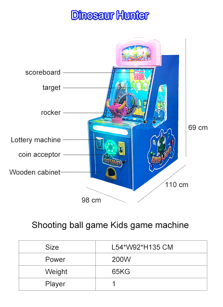 Children Coin Operated Amusement Machine Dinosaur Ball Shooting Game Machine supplier