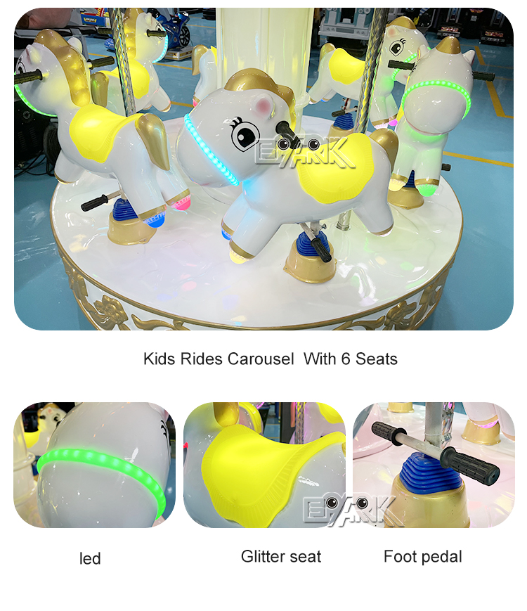 China Manufacturer 6 Seats Carousel Fairground Attractions Theme Park Ride Kids Mini Electric Merry Go factory